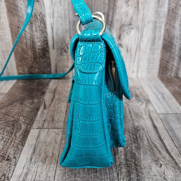 NEW MultiSac Croc Purse Strap Teal Turquoise Crossbody Embossed Blue Handbag NWT - Picture 9 of 16